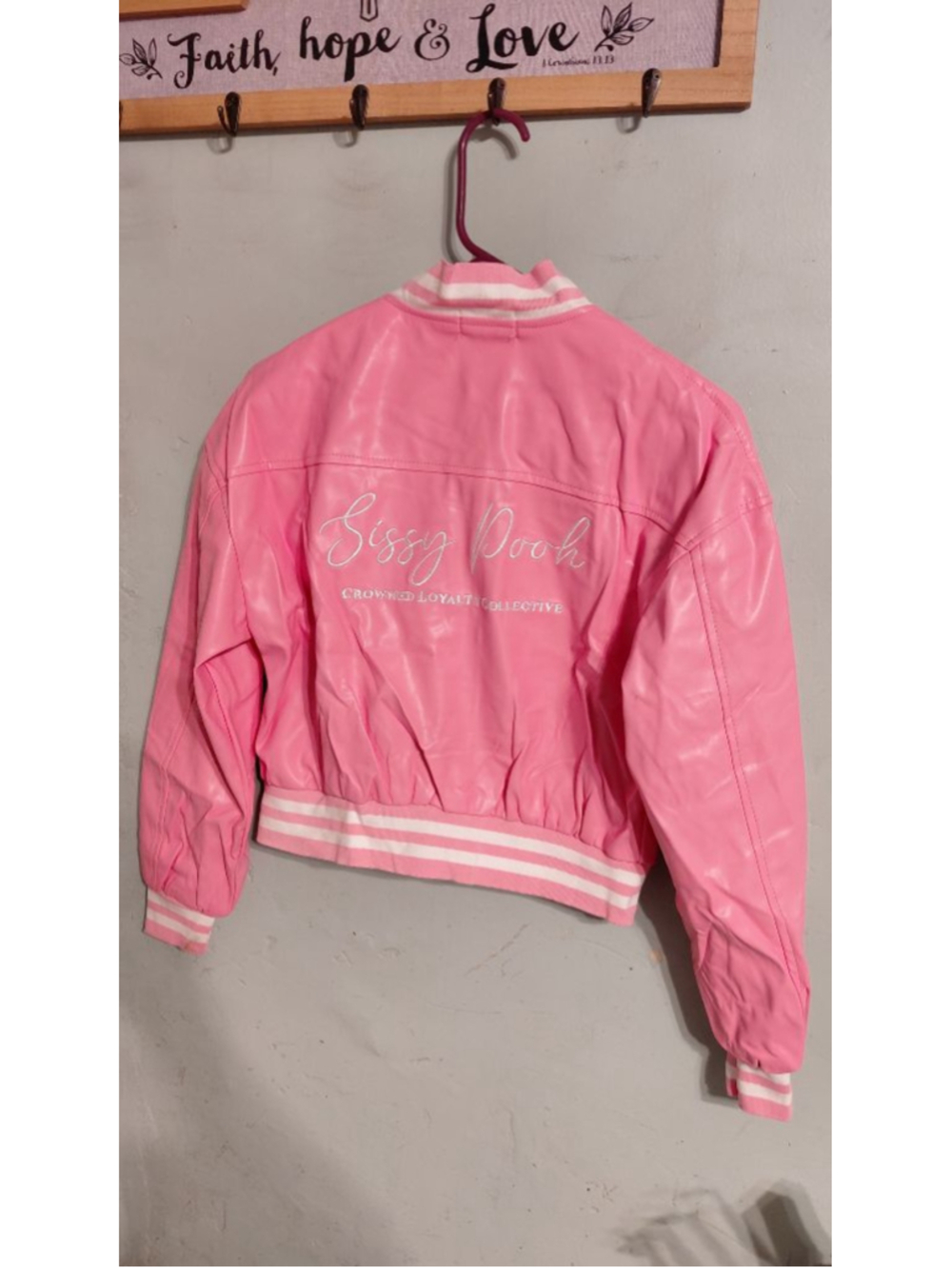 Women's Sissy Pooh Pink & White Varsity Jacket S All sizes - Picture 4 of 5